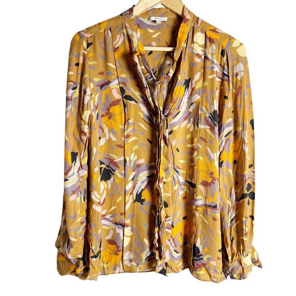 Reiss Elisa Floral Printed Tie Neck Viscose Preppy Long Sleeve Blouse Size 8 - Picture 4 of 15